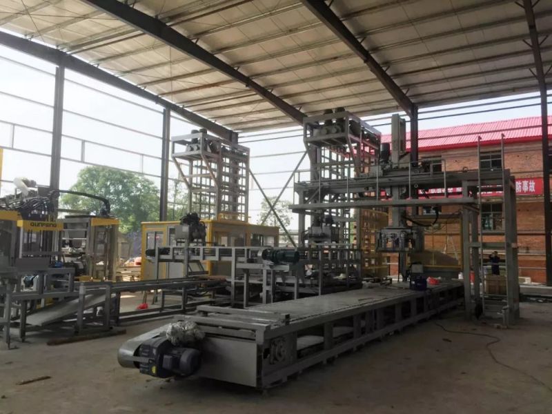 the palletizing system of the pavement block production line in Hunan हुनान में फुटपाथ ब्लॉक उत्पादन लाइन की पैलेटाइज़िंग प्रणाली