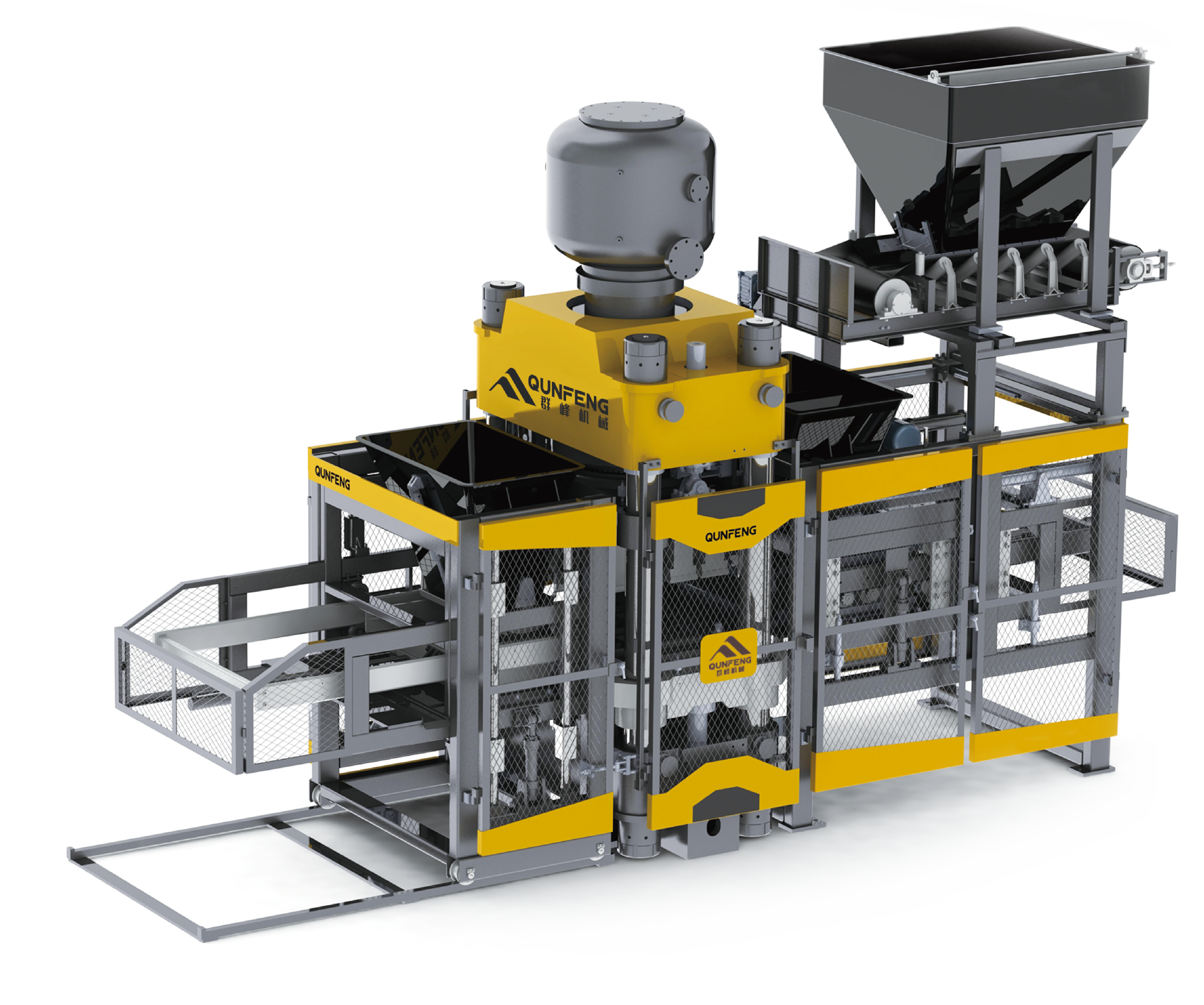 Qunfeng Machinery QP800 Fully Automatic Static-Pressing Machine for Eco-friendly Solid Waste Blocks क्यूनफेंग मशीनरी QP800 पर्यावरण-अनुकूल ठोस अपशिष्ट ब्लॉकों के लिए पूरी तरह से स्वचालित स्टेटिक-प्रेसिंग मशीन