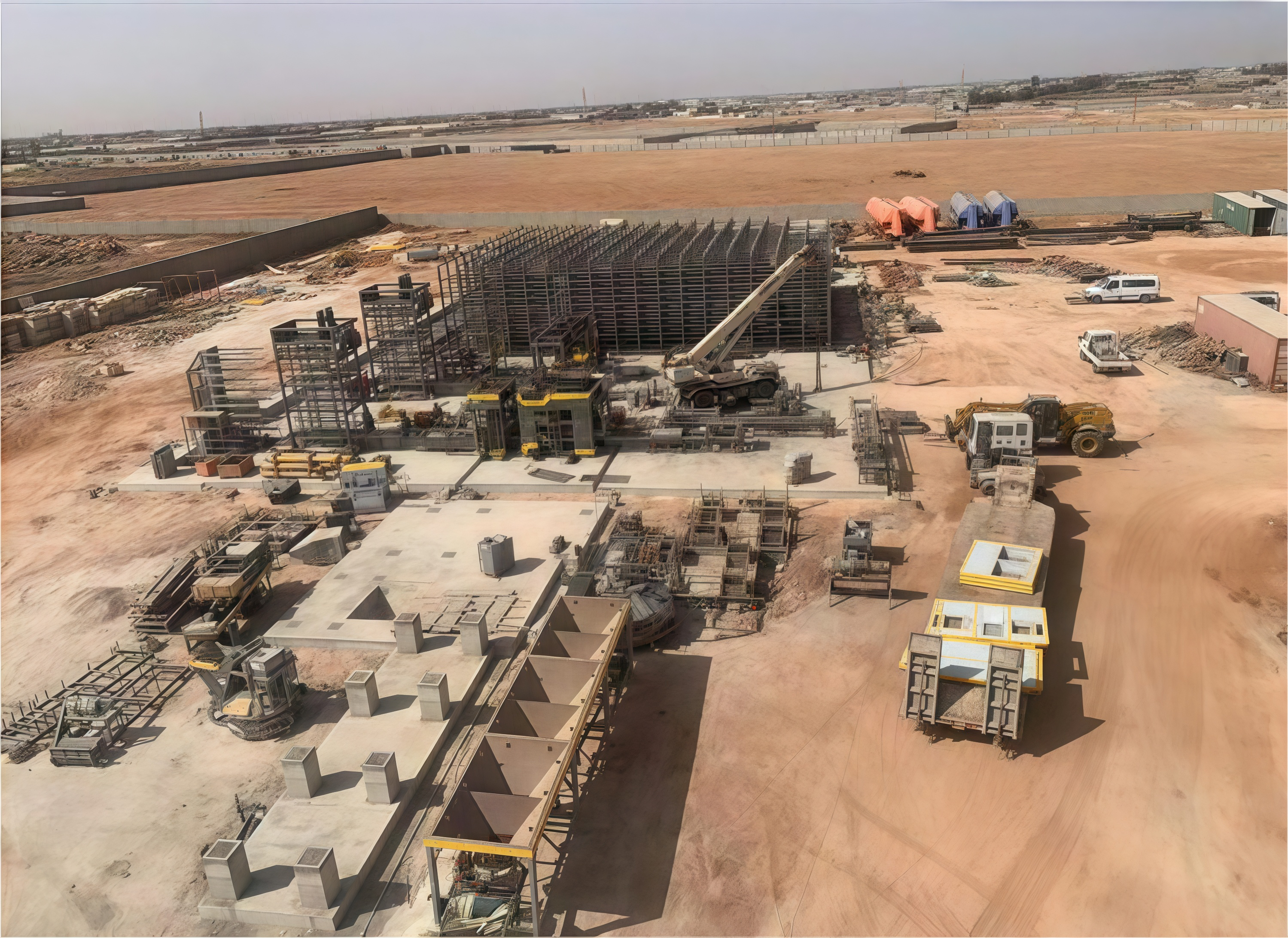 Qunfeng Machinery QS2000—a large-scale, fully automated concrete product production line commissioned in Libya. कुनफेंग मशीनरी QS2000- लीबिया में शुरू की गई एक बड़े पैमाने पर, पूरी तरह से स्वचालित कंक्रीट उत्पाद उत्पादन लाइन।
